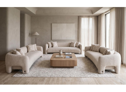 Wohnzimmer Set Drei Sofas Beige Modern Geschwungen