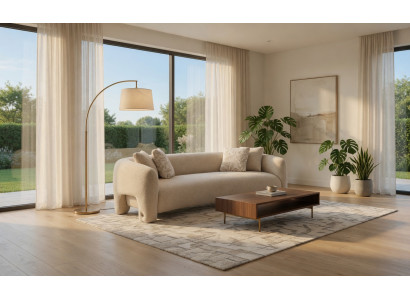 Modernes Textil Lounge Sofa Beige Hochwertig