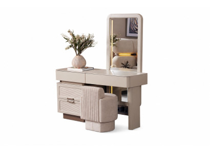 Modernes Elegante Schminktisch Creme LED Spiegel Frisiertisch Hocker