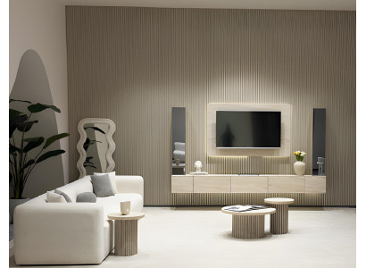 Beige Wohnzimmer Garnitur Edle TV-Wohnwand 2x TV-Untere Einheiten