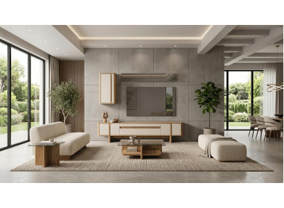 Wohnzimmer Regal Wohnzimmer Stil modern beige braun Schrank