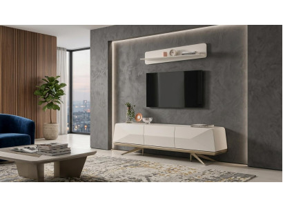 Wohnwand Schrank Regal Wohnzimmer Stil modern Farbe weiß praktisch