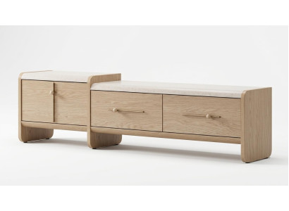 Wohnwand Schrank Sideboard beige Wohnzimmer bequem praktisch neu