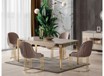 Modernes 5-teiliges Esszimmer-Set: Esstisch & 4 Stühle
