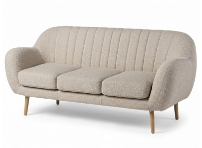 Beiges 3-Sitzer-Sofa mit hoher Rückenlehne Sofa mit Holzbeinen moderner Stil