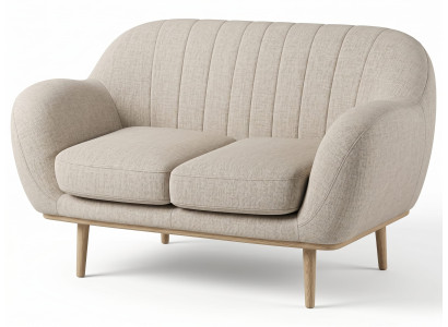 Beiges 2-Sitzer-Sofa kleines Sofa mit Holzbeinen moderne hochwertige Sofas