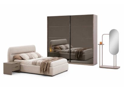 Schlafzimmer Set Bett mit 2x Nachttische Luxuriöser Kleiderschrank Komplettes