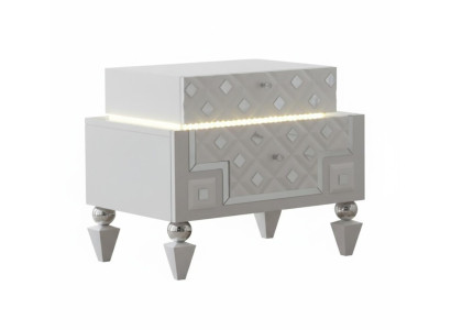 Moderner Nachttisch mit praktischer Ablage und elegantem Design.