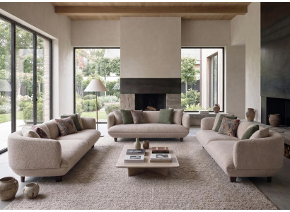 Beige Moderne Polstergarnitur Edler 4-Sitzer Polstersofas 3tlg