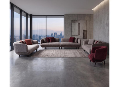 Premium Sofa Ensemble Minimalistisch Grau mit Kissen Couch Möbel Polster