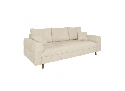 Modernes 3-Sitzer-Sofa in Milchweiß Stoffsofa mit Kissen Wohnzimmermöbel