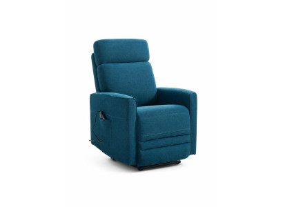 Elektrischer Relaxsessel in Blau mit verstellbarer Rückenlehne und Fußteil