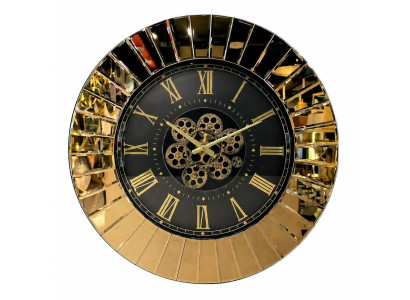 Luxus Wanduhr Spiegelglas Gold Metall Mechanismus Römische Ziffern Modern