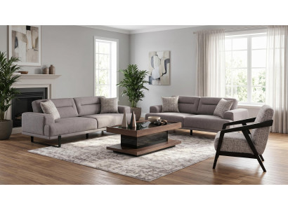 Modernes Designer Sofa Set Sessel Couchtisch Grau Wohnzimmer Komplett
