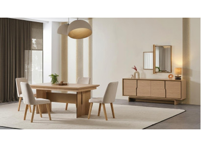 Tisch Konsole Spiegel Wohnzimmer Stil modern beige rechteckig ausklappbar