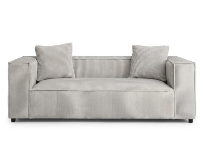 Graues 3-Sitzer-Sofa  Stoffsofa mit Kissen Hochwertige Polstermöbel Wohnzimmer