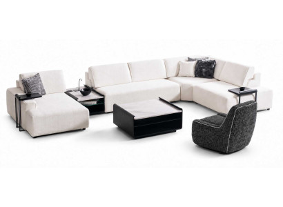 Elegantes Italienische Wohnzimmer Set Ecksofa U-form Luxusmöbel Sessel