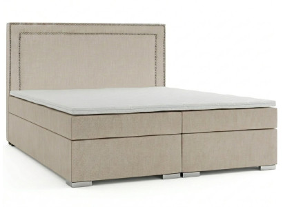 Luxuriöses beiges Bett 200×200  Bett mit Matratze und Stauraum Designermöbel
