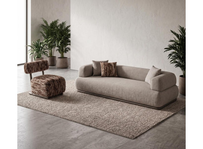 Elegantes Beige 3 Sitzer Sofa mit passendem Sessel