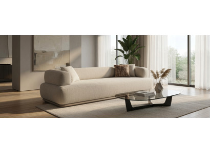 Elegantes 4 Sitzer Sofa mit Grossen Armlehnen Beige