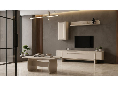 Tisch TV board Wandschrank Wandregal Stil modern weiß rechteckig bequem