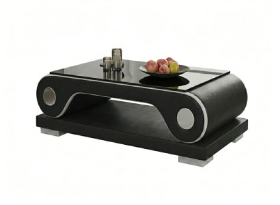 Couchtisch Schwarz Modern Wohnzimmer Glasplatte Design Möbel Tisch *