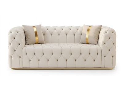 Weißer Chesterfield Zweisitzer Elegante Optik Sitzkomfort Möbel