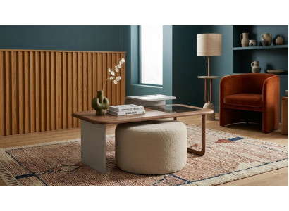 Couchtisch Beistelltisch Pouf Wohnzimmer Stil modern braun rechteckig
