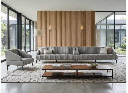 Ziernähte 3-Sitzer-Sofa Sessel grau elegant funktional ergonomisch