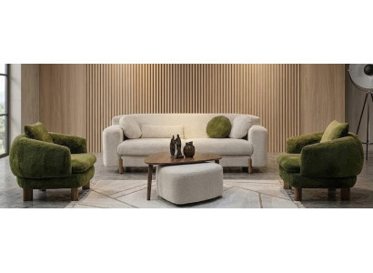 Sofa Set Sofa Sessel weich bequem schön modern weiß grün