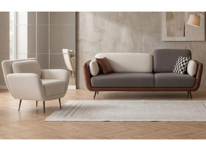 Sofa Set Sofa Sessel weich bequem schön modern weiß Grau