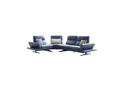 Modern Leder Ecksofa L-form italienische Möbel blaues Sofa Wohnzimmer