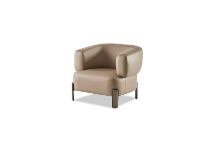 Sessel Beige Leder Elegant Abgerundete Formen Modern Minimalistis