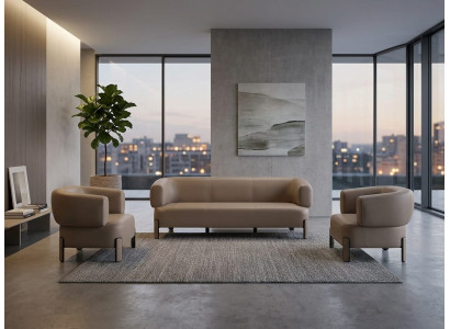 Sofa Sessel Beige Abgerundete Formen Modern Minimalistisch