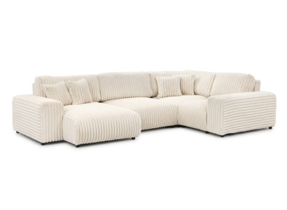 Modernes, hellbeiges Ecksofa in U-Form großes Stoffsofa Sofas Wohnzimmer