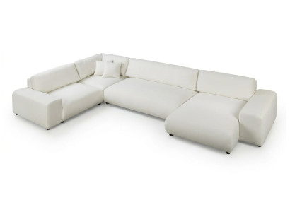 Großes weißes Ecksofa in U-Form luxuriöses Stoffsofa  Wohnzimmersofas