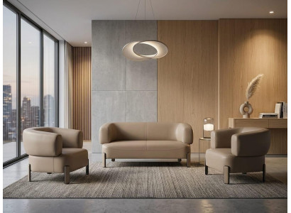 Sofa Sessel Beige Abgerundete Formen Modern Minimalistisch