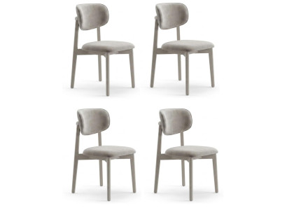 Beiger Stuhl-Set Exklusive Textilstühle Designer Polsterstühle 4tlg
