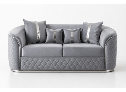 Graues Zeitloses Polstersofa Eleganter 2-Sitzer Wohnzimmer Sitzmöbel