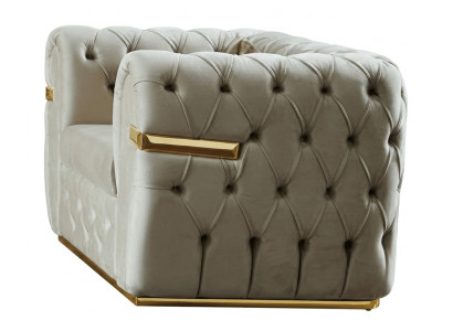 Beiger Chesterfield Stoffsessel Modernes Design für Wohnzimmer