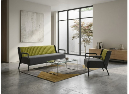 Sofa Sessel modern olivgrün grau Stoffbezug vielseitig Metall