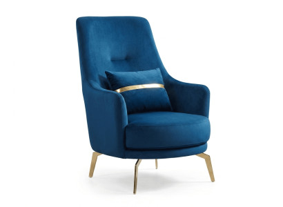 Blauer Eleganter Designersessel aus Stoff mit Sitzpolsterung