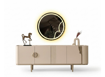 Konsole mit Spiegel Beige Moderner Stil Elegant Luxuriös Funktional