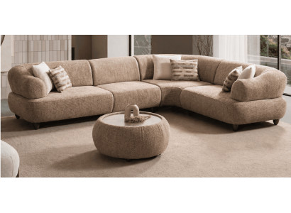 L-förmiges Ecksofa moderner Stil braun bequem weich groß Stoffbezug