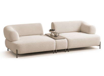 3-Sitzer Sofa Modern Weiß Weich Bequem Kompakt Kissen zeitgemäß Metall