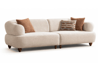 3-Sitzer Sofa Modern Weiß Weich Bequem Kompakt Kissen zeitgemäß Metall