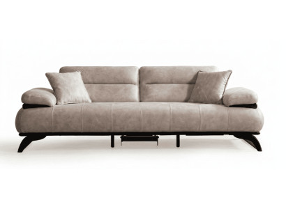 3-Sitzer-Sofa modern beige weich bequem kompakt mit Kissen im modernen