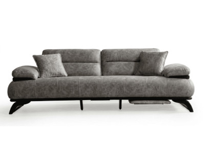 3Sitzer-Sofa modern grau weich bequem kompakt mit Kissen modernen stil