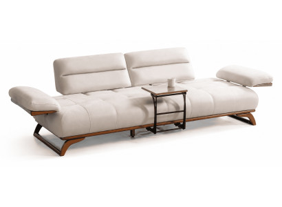 3-Sitzer Sofa Modern Weiß Weich Bequem Kompakt Kissen zeitgemäß tragbares Regal
