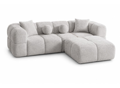 3 Sitzer Sofa Pouff Beige Wohnzimmer komfortabel geräumig Stil modern